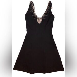 Rare Vintage Christian Dior 1994  Numbered Bejeweled Mini Cocktail Dress Size 2